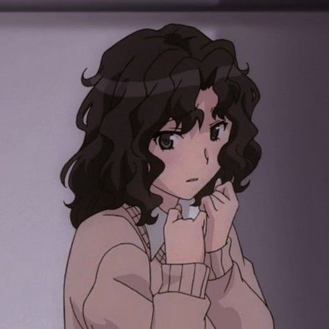 Curly Hair Pfps Anime, Curly Haired Pfp Cartoon, Ameliacore Outfit, Kaoru Tanamachi Pfp, Curly Haired Anime Characters, Curly Hair In Anime, Curly Anime Character, Curly Anime Pfp, Pfp Anime Curly Hair