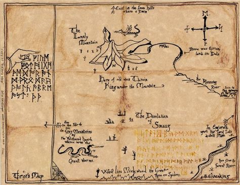 Thoren's map in the Hobbit. It is my absolute favorite books, and I love this map! :) The Hobbit Map, Tolkien Map, The Hobbit Thorin, Mines Of Moria, Hobbit Party, Tolkien Hobbit, J.r.r. Tolkien, Middle Earth Map, Into The West