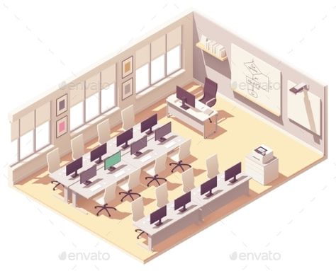 Vector Isometric Computer Lab Classroom #AD #Isometric, #ad, #Vector, #Computer, #Classroom Computer Laboratory Design, Computer Lab Design Interior, School Computer Lab Design, Laboratory Classroom, Computer Laboratory, Lab Komputer, Computer Lab Design, School Computer Lab, Labs Plan