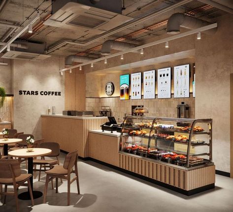 Countertop Food Display, Cake Shop Counter Design, Coffe Interior Ideas, Bakery And Coffee Shop Design, Small Cafe Design Layout, Coffee Shop Seating Ideas, Cafe Display Counter, Fast Food Shop Design, Coffee Counter Design