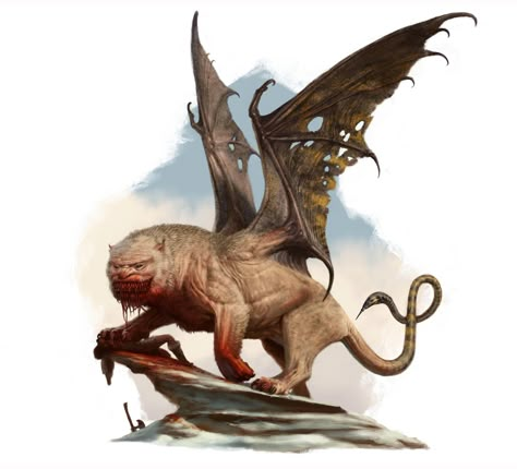 ArtStation - Manticore concept, Russell Marks Creature Mount Design, Manticore Oc, Dnd Manticore, Manticore Dnd 5e, Cute Manticore, Manticore Art, Flying Monsters, Dnd Monsters, Fantasy Beasts