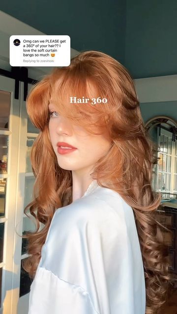 Cute Ginger Haircuts, Ginger Butterfly Haircut, Ginger Haircuts For Women, Ginger Hair Blowout, Ginger Hair With Curtain Bangs, Curtain Bangs Redhead, Ginger Hair Bangs, Ginger Haircuts, Red Hair With Layers