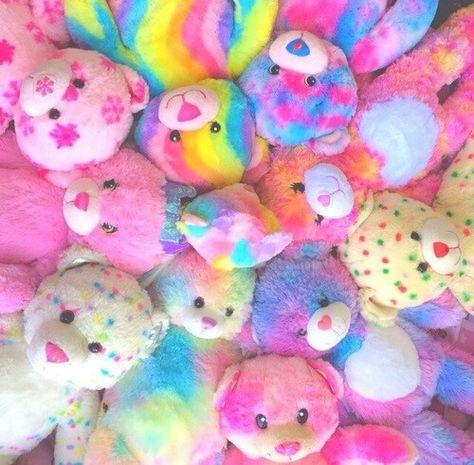 colorful teddies Stuffed Animals, We Heart It, Pastel, Lost, Animals