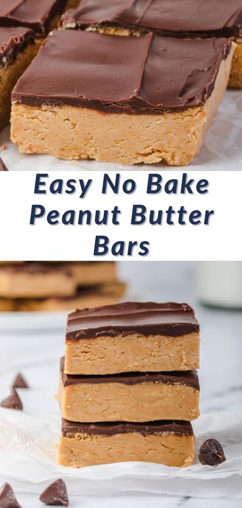 Close up shots of peanut butter bars. Peanut Butter Desserts Easy, No Bake Peanut Butter Bars, Peanut Butter Bars Recipe, I Lost 100 Pounds, Fast Desserts, No Bake Peanut Butter, Peanut Butter No Bake, Butter Bars, Dessert Bar Recipe