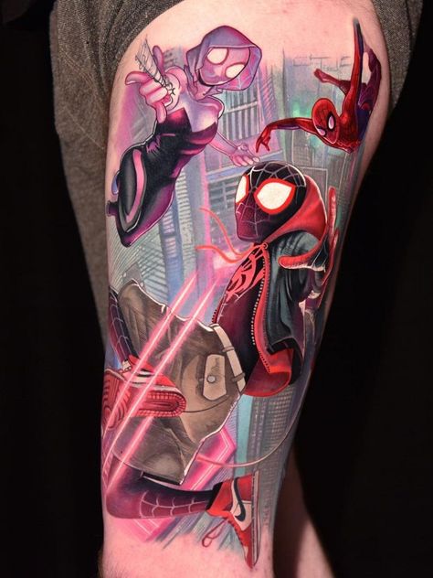 Pikachu Tattoo, Spiderman Tattoo, Verse Tattoos, Pumpkin Tattoo, Comic Tattoo, Marvel Tattoos, Into The Spider Verse, Spider Tattoo, Star Wars Tattoo