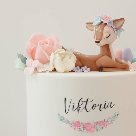 Woodland Deer Cake, Cake Bambi, Deer Baby Shower Cake, Bambi Cake, Woodland Birthday Cake, Bambi Birthday, Birthday Cale, Deer Cake, Rodjendanske Torte