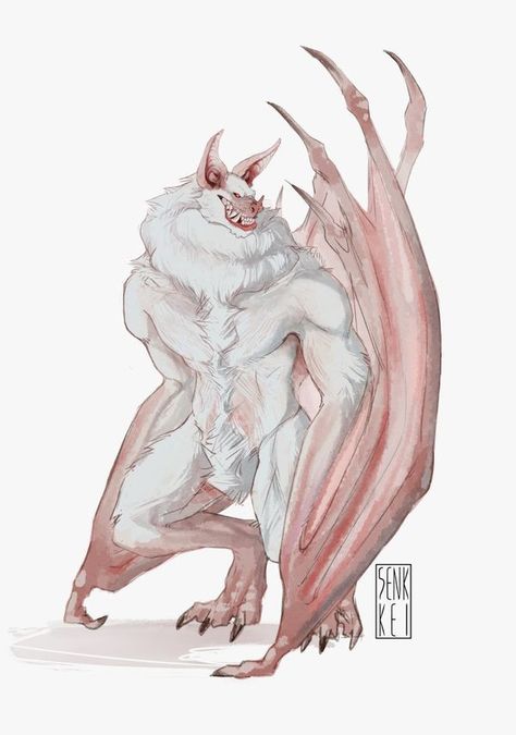 Albino Bat, Bat Art, Male Oc, Cool Monsters, Monster Concept Art, Creature Drawings, Fantasy Creatures Art, Fantasy Monster, Mythical Creatures Art