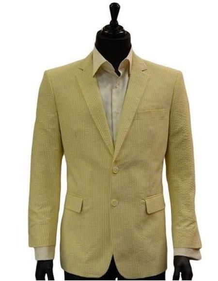 SKU#128448 Mens Two Button Yellow White Classic Seersucker Trending Formal Blazer Sear Sucker Suit, Seersucker Suit, Formal Blazer, Classic Blazer, Wedding Suits Men, Fashion Dresses Casual, Casual Blazer, Yellow Fashion, White Blazer