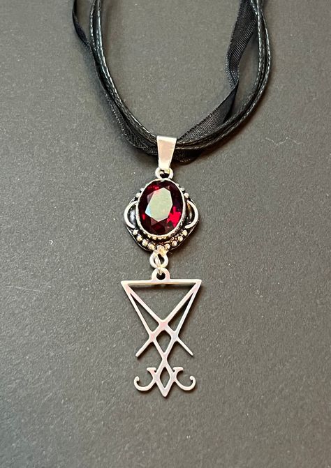 Satanic Accessories, Lucifer Necklace, Satanic Witch, Horror Punk Fashion, Satanic Jewelry, Demon Aesthetic, Angel Crystal, Symbole Viking, Vintage Inspired Earrings