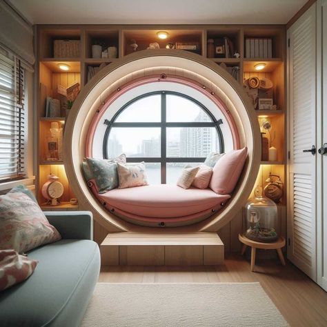 40 Must-See Interior Window Ideas for Your Home » HomeDecorFull Circular Window Seat, Round Window Interior, Round Window Design, Round Room, Circular Window, Circle Window, Round Windows Ideas, Round Windows, Half Circle Window