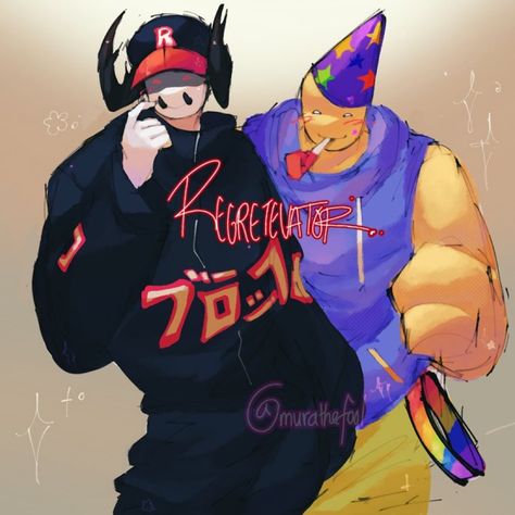 Regretevator Pest And Poob, Pest X Party Noob, Party Noob Regretevator Fanart, Poob Fanart, Pest Regretevator Pfp, Pest Fanart, Poob X Pest, Pest Regretevator Fanart, Regretavator Art