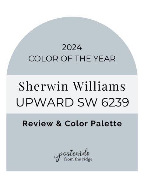 2024 Sherwin Williams Color of the Year Upward SW 6239 - Postcards from the Ridge Sw Upward Bedroom, Home Office Paint Colors, Home Office Paint, Paint Colors 2024, Sage Green Paint Color, Color Of The Year 2024, Black Painted Walls, Office Paint Colors, Sage Green Paint