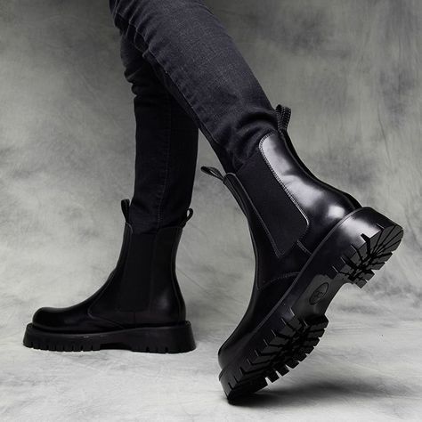 none Boots Men Outfit, Gents Shoes, Boots Outfit Men, Black Boots Men, Men Boot, Men In Heels, Ankle Boots Men, Mens Winter Boots, Men’s Boots