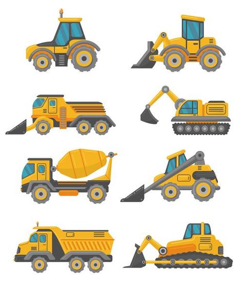 Excavator Cartoon, Cartoon Road, Building Cartoon, Construction Trucks, Cement Truck, Car Building, Engineering Tools, Baby Printables, Family Drawing