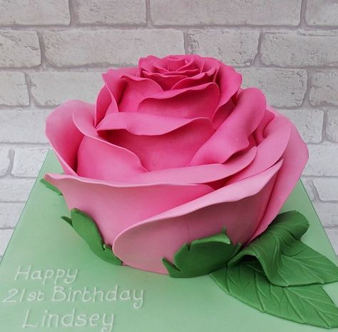 Huge Rose Cake. Huge rose cake, 3 layers of sponge cake covered in fondant petals to make the rose - set on a 16 inch board. Birthday Cake Fondant Woman, Rose Shaped Cake, Rose Cake Ideas, Cute Cakes Ideas, Rose Flower Cake, Rose Cake Design, 3d Dort, Rose Cakes, Roses Cake