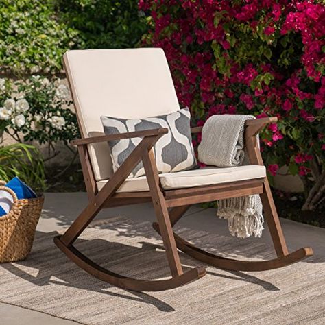 Reclining Rocking Chair, Rocking Chair Pads, Outdoor Wicker Rocking Chairs, Cream Cushion, Contemporary Outdoor Furniture, Porch Rocker, Wood Rocking Chair, Rocking Chair Set, Cream Cushions