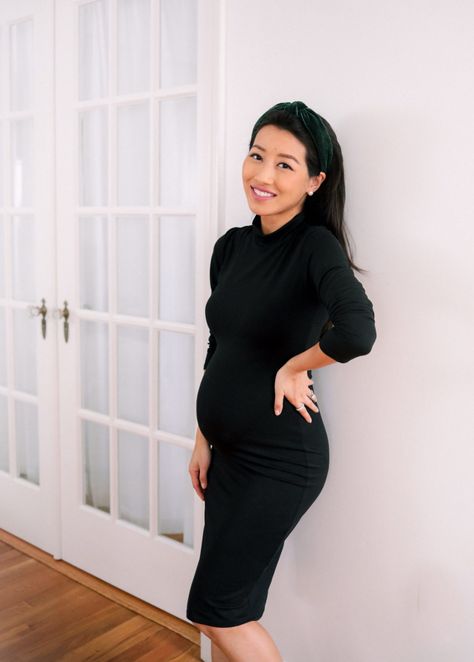 on ExtraPetite.com: sharing some exciting news about our growing family + the comfiest petite-friendly stretchy turtleneck dress that's perfect for pregnancy // pregnancy announcement + black maternity dress Black Maternity Dress, Maternity Black Dress, Maternity Outfit, Extra Petite, Maternity Midi Dress, Turtleneck Dress, Little Family, Petite Shorts, Growing Family