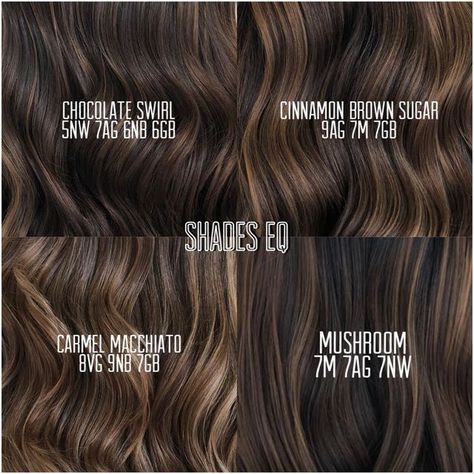 Redken on Instagram: "A rich, Shades EQ Gloss brunette four different ways. 🤎 Which #brunetteformula by @adelencolorist 🇺🇸 is your favorite?" Redken Shades Eq Formulas 7m, Ash Brown Hair Formula Redken, Redken Shades Eq Maple, Shades Eq Toner Formulas Ash Brown, Mushroom Brown Hair Color Formula Shades Eq, Chunky Carmel Blonde Highlights, Dark Balayage Formula, Toner For Light Brown Hair, Shades Eq Cool Brown Formula