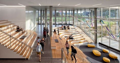 University Interior Design, Northern Kentucky University, Rooftop Restaurant Design, Tiered Seating, Kentucky University, Innovation Center, Open Staircase, Innovation Centre, Lobby Interior