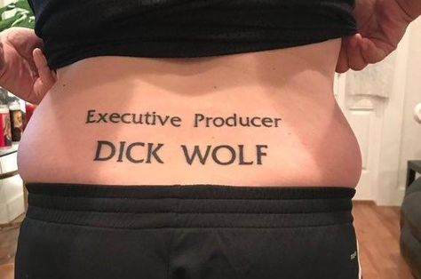 Man gets unusual tattoo tribute to 'Law & Order: SVU' Order Tattoo, Lower Back Tattoo, Unusual Tattoo, Law Order Svu, Pisces Tattoos, Back Tattoos For Guys, Special Victims Unit, Law And Order Svu, Wolf Tattoo