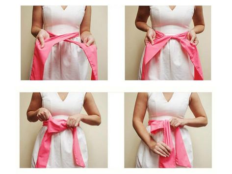 How beautiful to tie a bow? How To Tie A Bow On A Dress, Tie Apron, Maid Apron, Classic Blouses, Wide Trousers, White Chiffon, Pattern Tutorial, Life Hack, Diy Blouse