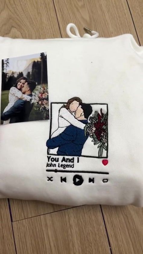 50% Off and Free Shipping Over $49 | gift, sweater, portrait, freight transport | 💖Custom embroidered sweatshirt portrait music player couple family gift for boyfriend or girlfriend💖 Order Now👉bit.ly/489vwmD | By Firegemss Embroidery For Boyfriend, Sweater Portrait, Camp Lazlo, Couple Embroidery, Custom Embroidered Sweatshirt, Diy Gifts For Girlfriend, Couple Hoodies, Freight Transport, Couples Sweaters