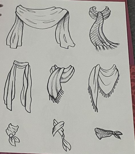 Scarf Design Drawing, Scarf Drawing, Kit Bashing, Oc Maker, Clothes Art, Hair Sketch, Fashion Illustration Sketches Dresses, Digital Fashion, Sketches Dresses