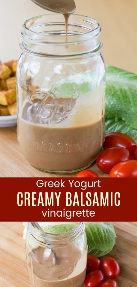 Greek Yogurt Dressing Recipes, Greek Yogurt Salad Dressing, Creamy Balsamic Vinaigrette, Balsamic Dressing Recipe, Healthy Dressing Recipes, Creamy Balsamic Dressing, Balsamic Vinaigrette Salad, Greek Yogurt Dressing, Homemade Greek Yogurt