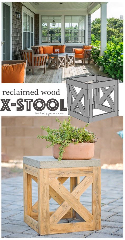 Outdoor Stool, Patio Diy, Pallet Outdoor, Outdoor Stools, Diy Holz, Pallet Furniture Outdoor, Salalah, Diy Outdoor Furniture, Diy Patio