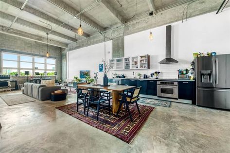 Post Image Miami Loft, Concrete Loft, Miami Apartment, Pastel Colors Art, Brutalist Buildings, Living Room Photos, Concrete Floor, Modern Loft, Loft Design