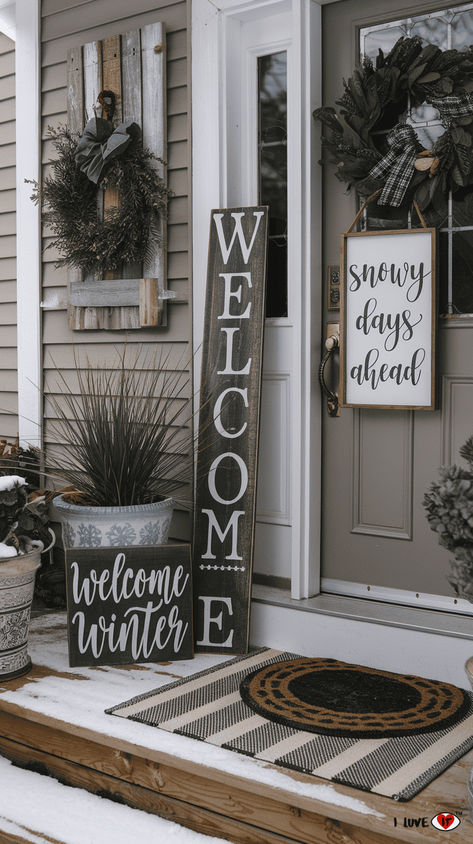 10 After-Christmas Winter Porch Decor Ideas for a Cozy Outdoor Space - I Luve It January Front Porch Decor, Winter Entryway Decor, Non Christmas Winter Decor, Evergreen Planters, January Home Decor Ideas, Diy Winter Decorations, Cozy Outdoor Seating, After Christmas Winter Decor, Winter Porch Decorations