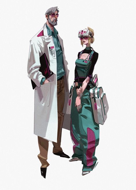 ArtStation - Character design practice, Heuu__ Poor Character Design, Doctor Concept Art, Futuristic Doctor, Medic Character Design, Nurse Character Design, Medic Character, Chef Character Design, Doctor Character Design, Scientist Character Design