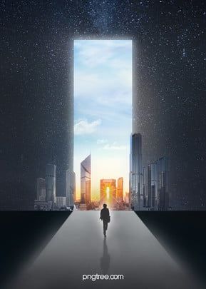 starry sky,door,people,silhouette,city,sunlight,the blue sky and white clouds,success,lonely,road,space,creative,white Success Background Wallpaper, Sky Poster Design, Journey Graphic Design, Door Poster Design, Door Graphic Design, Teaser Ads, Silhouette City, Road Poster, Success Poster