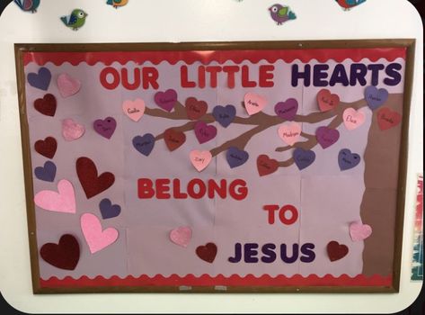 Valentines Day Bulletin Board Ideas, Sunday School Valentines, Church Valentines, February Bulletin Boards, Religious Valentines, Valentine Bulletin Boards, Catholic Schools Week, Christian Bulletin Boards, Valentines Day Bulletin Board