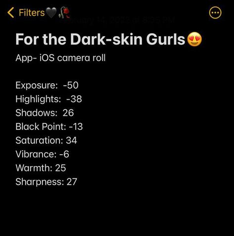 Dark Skin Iphone Edit, Edits For Pictures On Iphone, Instagram Filters For Brown Skin, Iphone Edits For Black Women, Baddie Photo Editing, Dark Skin Captions, Brown Skin Captions For Instagram, Dark Skin Captions For Instagram, How To Edit Dark Photos