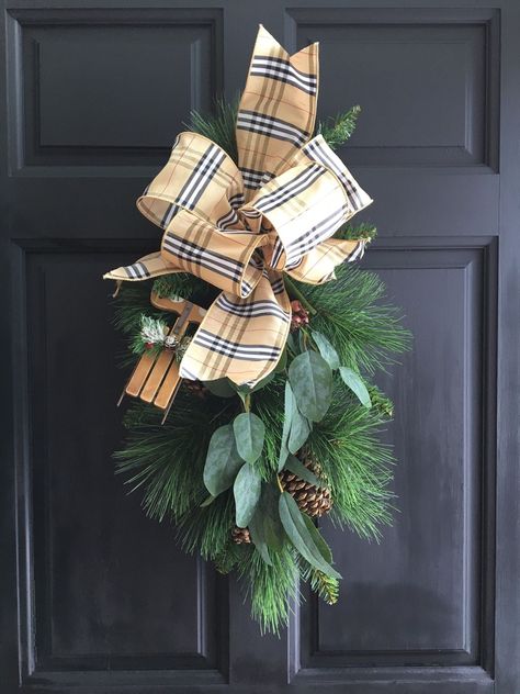 christmas burberry Burberry Christmas, Mixed Eucalyptus, Wood Sled, Winter Swag, Holiday Swag, Mitten Ornaments, Christmas Swags, Farmhouse Fall, Fall Holidays