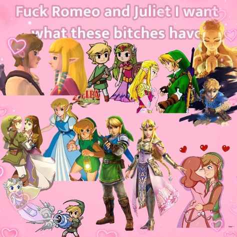 I know I might be missing some but, I tried to put as many versions as possible! #zelink #legendofzelda Yapsharlene Zelink, Twilight Princess Zelink, Loz Characters, Zelink Oot, Zelink Art, Zelink Fanart, Zelda Screenshots, Legend Of Zelda Characters, Zelda Funny