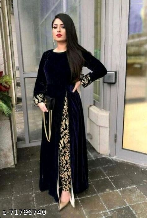 Velvet Dresses Outfit, Designer Palazzo, Palazzo Kurta, Velvet Suit Design, Party Wear Kurta, Velvet Dress Designs, Anarkali Dress Pattern, Long Kurti Designs, Pakistani Fancy Dresses