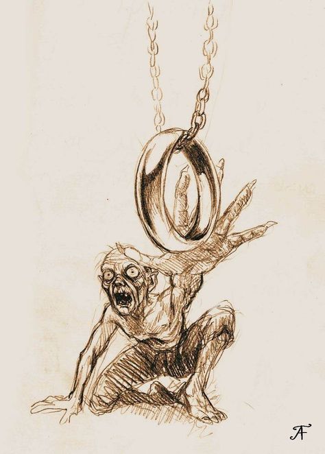 Gollum by TolmanCotton on DeviantArt Gollum Sketch, Gollum Drawing, Lord Of Rings, Ring Sketch, Lord Of The Rings Tattoo, Shadow Of Mordor, Hobbit Art, Ring Day, Middle Earth Art