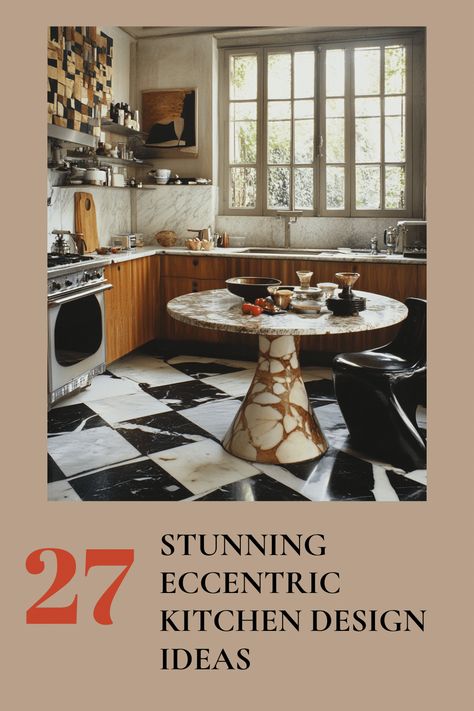 27 Eclectic Kitchen Designs for the Perfect Blend of Color & Style Kitchen Design Eclectic, Mid Century Inspired Kitchen, Bold Kitchen Design, Eclectic Glam Decor, Moroccan Kitchen Design, Modern Eclectic Kitchen, Eccentric Kitchen, Eclectic Kitchen Design, Artistic Kitchen