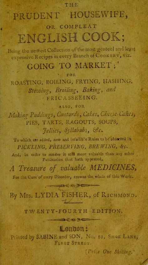 The "table of contents" of <em>The Prudent Housewife</em>. 1800s Cookbook, Strange Facts, Funny Animal Jokes, Table Of Contents, Natural Health, Authors, Travel Destinations, Poster Art, Travel Tips