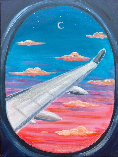 Chose your favorite piece from our painting gallery for your next event! Air Plane Painting, Big Jet Plane, Plane Painting, Luggage Painting, Plane View, Kids Painting Party, Huntington Beach Pier, Water Lilly, Painting Party