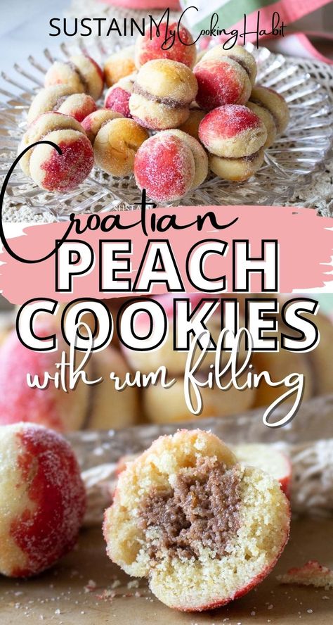 A traditional Croatian dessert recipe, breskvice, also known as Croatian peach cookies have lovingly been enjoyed for generations. #sustainmycookinghabit Peach Cookies Recipe, Traditional Croatian Food, Croation Recipes, Croatian Food Desserts, Peach Cookies, German Baking, Jam Cookies, Serbian Recipes, Croatian Recipes