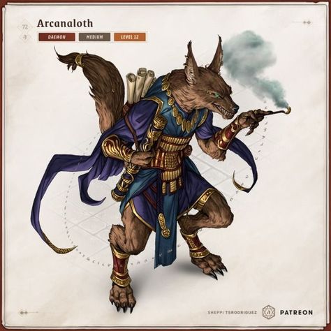 Arcanaloth Token on Patreon Dnd Wizard, Fantasy Heroes, Monster Theme, Isometric Art, Big Bad Wolf, Fantasy Theme, Dnd Art, Bad Wolf, Sci Fi Fantasy