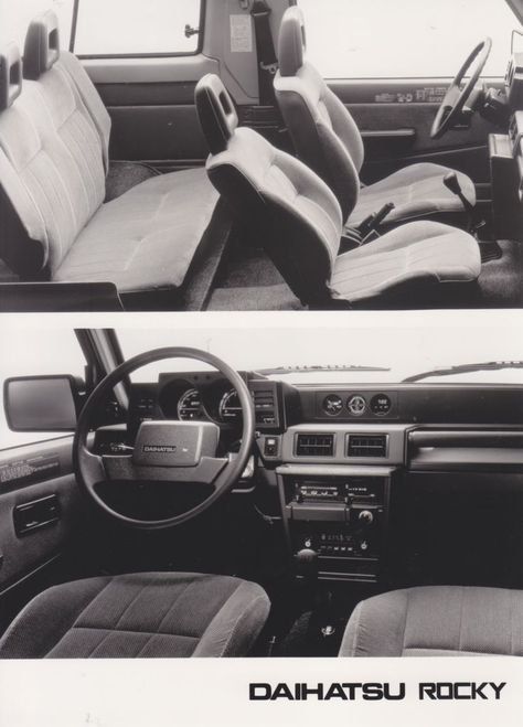 Daihatsu Rocky interior/dashboard, press photo, Belgium, 1/1988 Daihatsu Rocky, 4 Wheeler, Press Photo, Car Manufacturers, Japanese Cars, Belgium, Rocky, Classic Cars, Vehicles