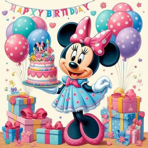 Happy Birthday Mickey Mouse, Happy Birthday Disney, Happy Birthday Wishes Pics, Happy Birthday Flowers Wishes, Dibujos Toy Story, Birthday Wishes Pics, Minnie Mouse Birthday Decorations, Minnie Mouse Images, Birthday Greetings Friend