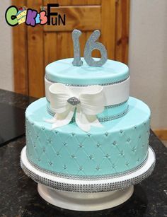 Teal Sweet 16 Cakes, Tiffany Cakes, Sweet Sixteen Cakes, Marshmallow Cake, 17 Birthday Cake, Quinceanera Cakes, Sweet 16 Birthday Cake, Rhinestone Ribbon, Sweet 16 Cakes