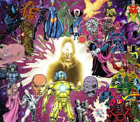 Marvels Cosmic Entities. :) Marvel Cosmic Entities, The Watcher Marvel, Cosmic Entities, Hercules Disney, City Of Heroes, Board Background, H P Lovecraft, Marvel Characters Art, Comic Book Superheroes