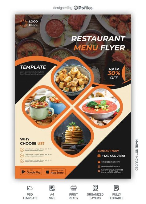 Cart Visit, Free Flyer Design, Menu Vintage, Food Collage, Free Psd Flyer Templates, Menu Flyer, Fast Food Menu, Food Art Photography, Flyers Design