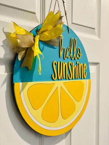 Nothing says Spring like a fresh-squeezed glass of lemonade. That was what prompted our Lemon Decor Collection. We are sure you will love the pop of color that this collection will bring to your space! Lemon Crafts, Door Signs Diy, Summer Door Hanger, Wooden Door Signs, Summer Signs, Lemon Decor, Diy Wood Signs, Front Door Signs, Wooden Door Hangers